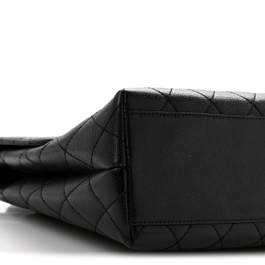 Caviar Quilted Jumbo Kelly Flap Black