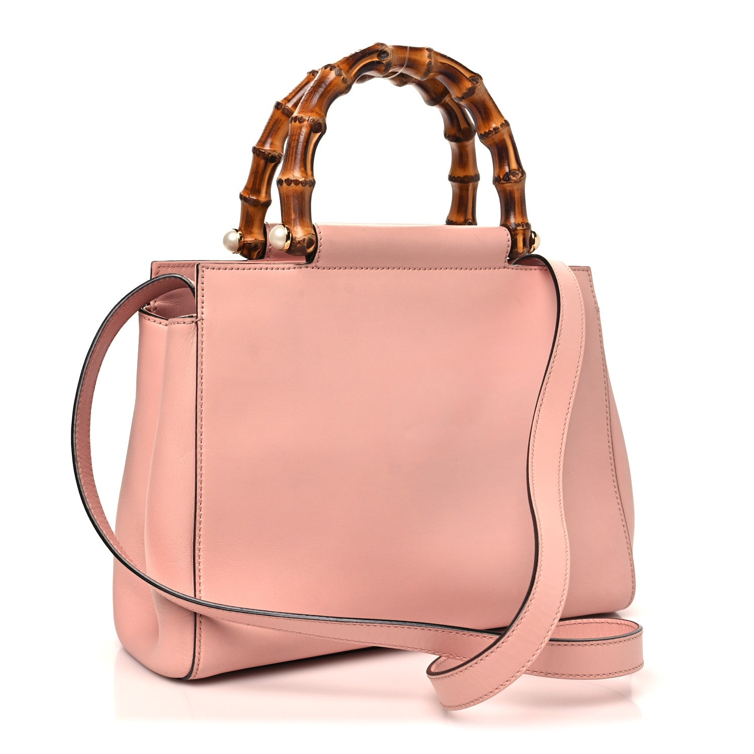 Nappa Bamboo Small Nymphaea Top Handle Bag Perfect Pink
