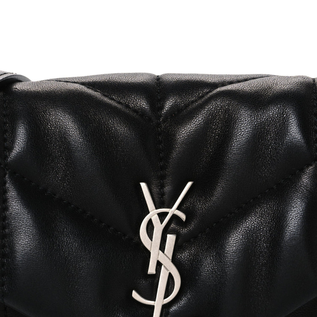 Lambskin Quilted Toy Loulou Puffer Monogram Chain Satchel Black