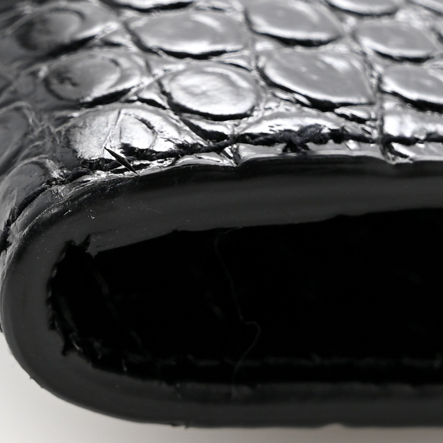 Calfskin Crocodile Embossed Uptown Monogram Clutch Black