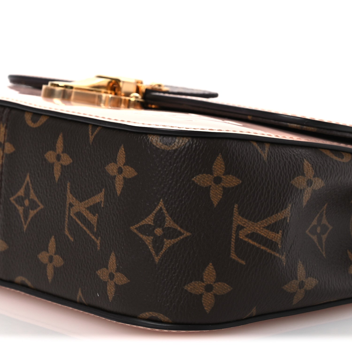 Patent Calfskin Monogram Cherrywood BB Rose Ballerine