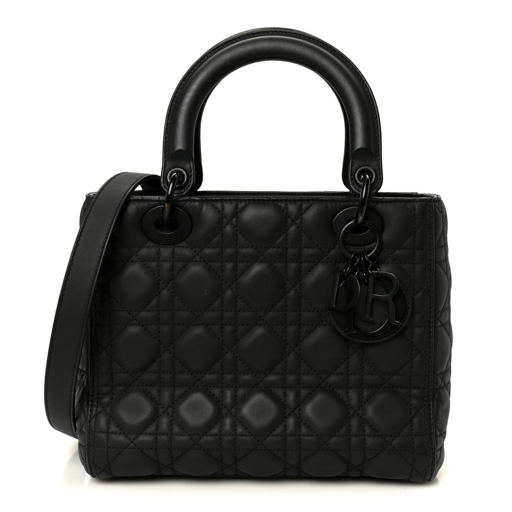 Ultra Matte Calfskin Cannage Medium Lady Dior Black