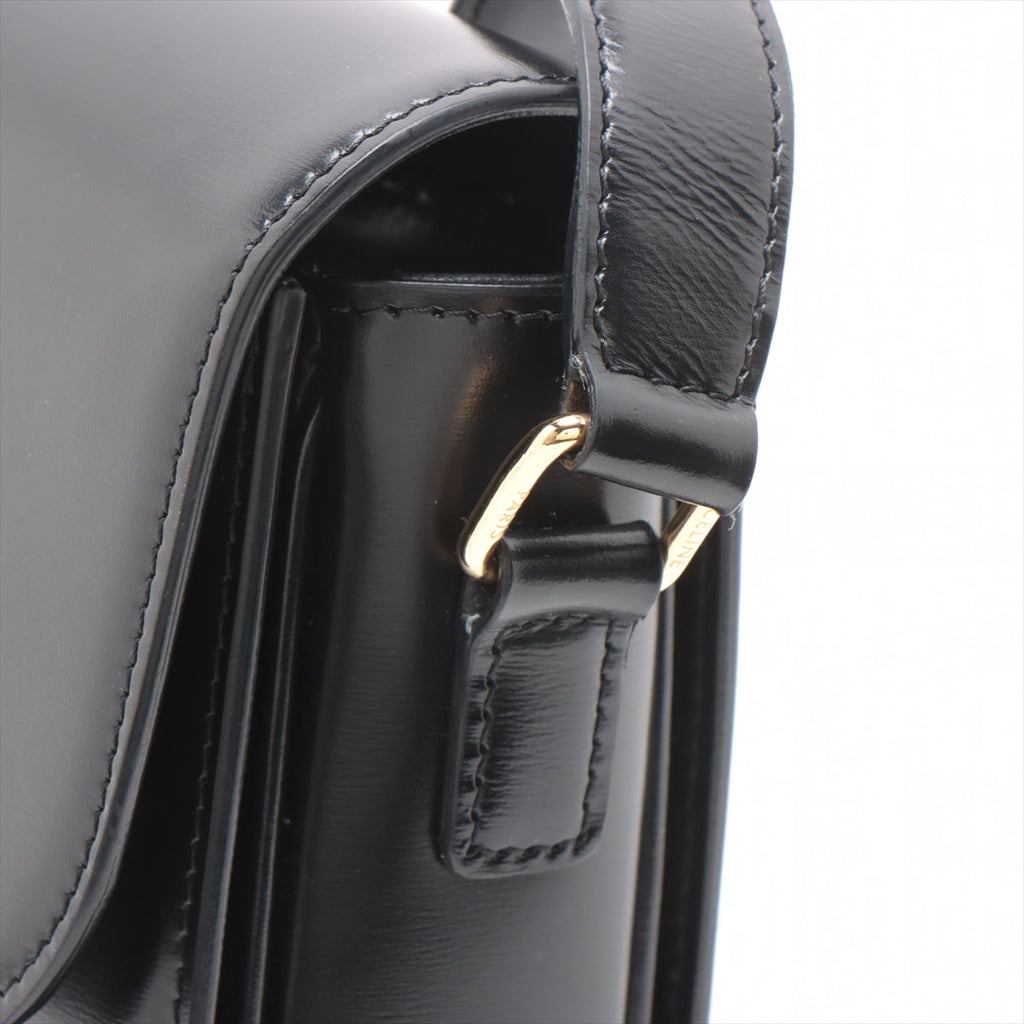 Celine Triomphe Teen Leather Shoulder Bag Black