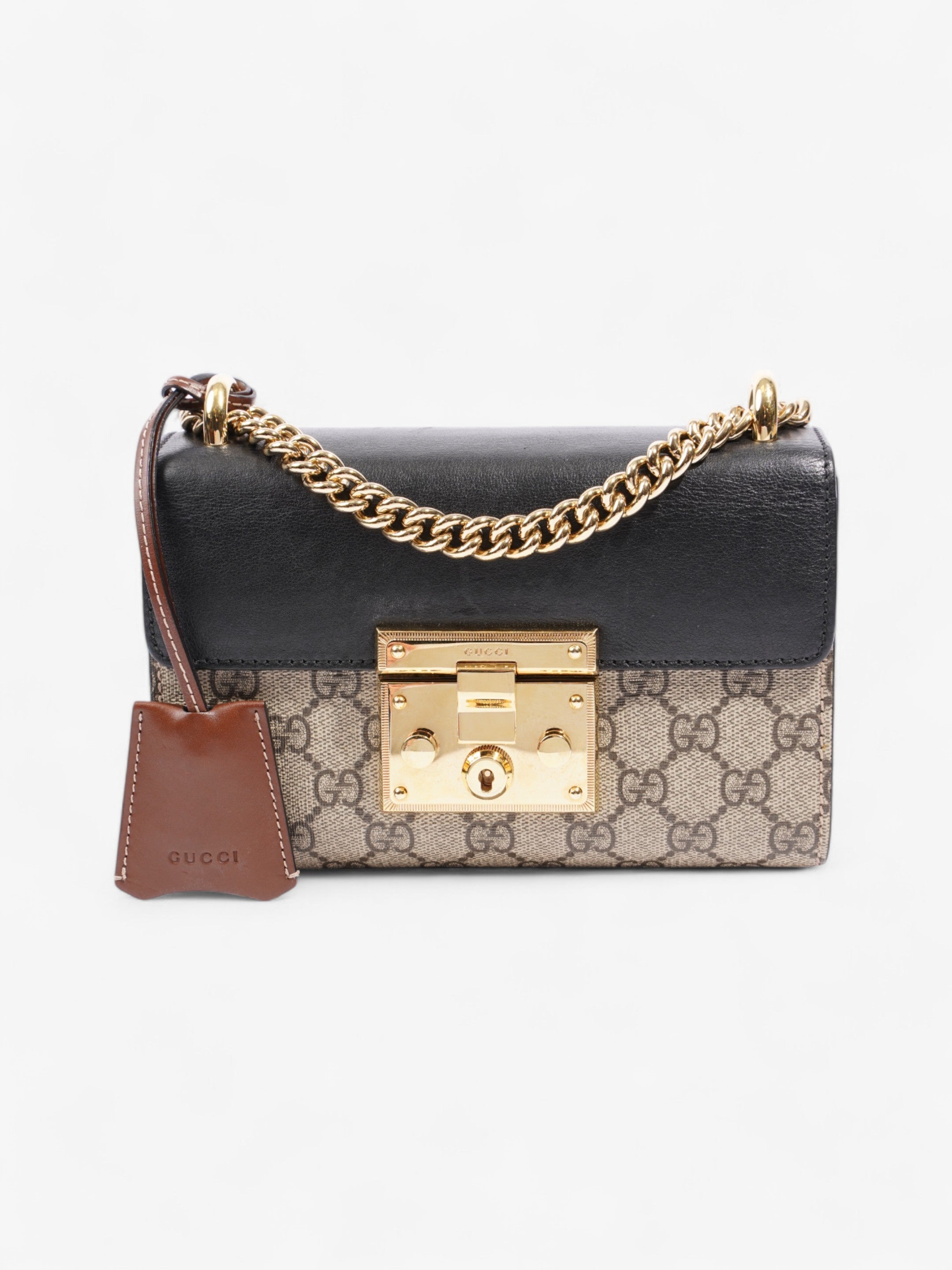 Gucci Padlock Shoulder Bag Black / Supreme Leather Mini
