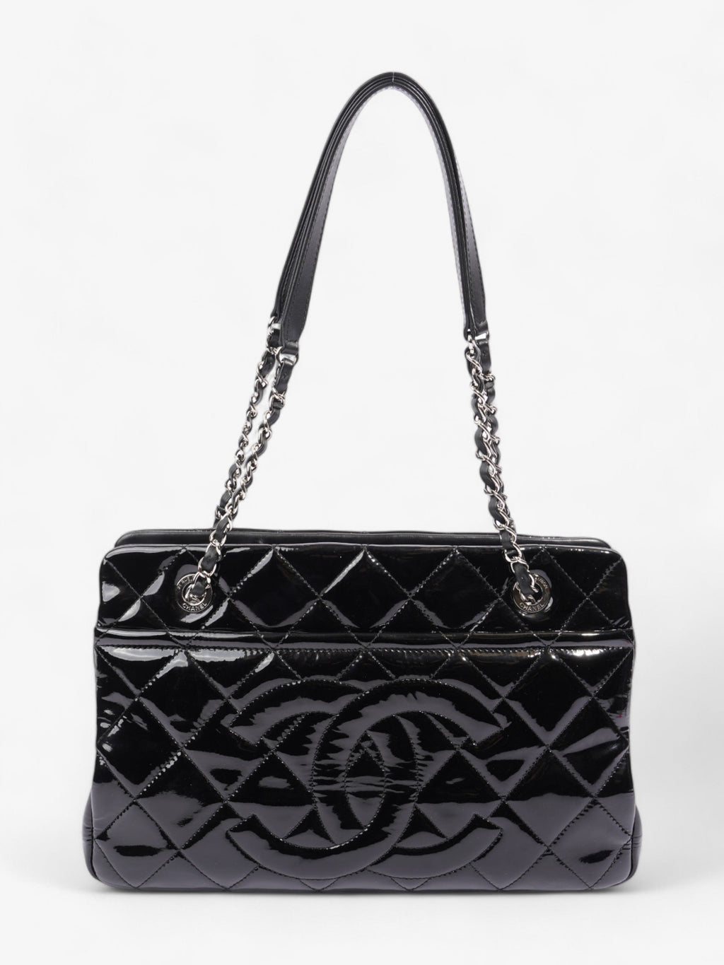 Chanel Timeless CC Shopping Tote Black Patent Leather Medium