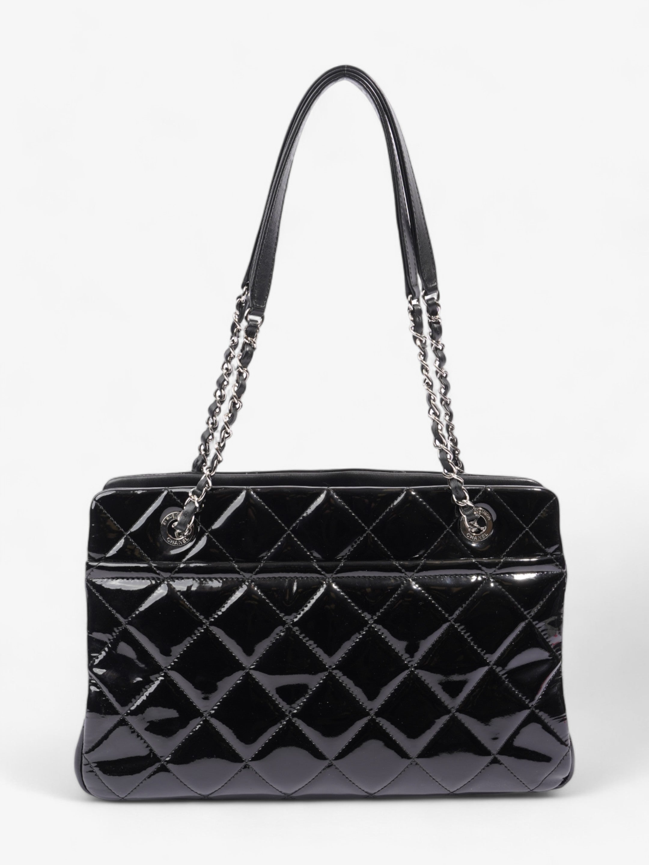 Chanel Timeless CC Shopping Tote Black Patent Leather Medium