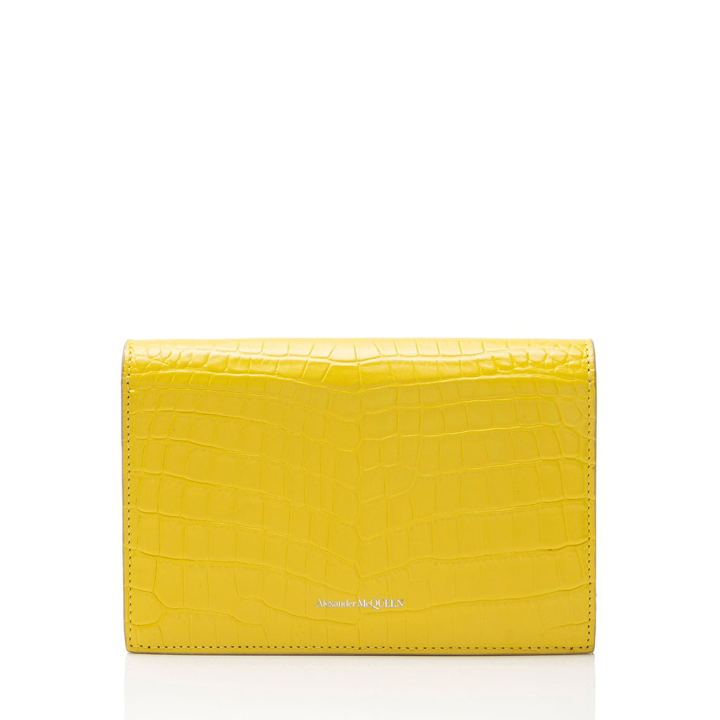 Alexander McQueen Croc Embossed Leather Skull Small Crossbody