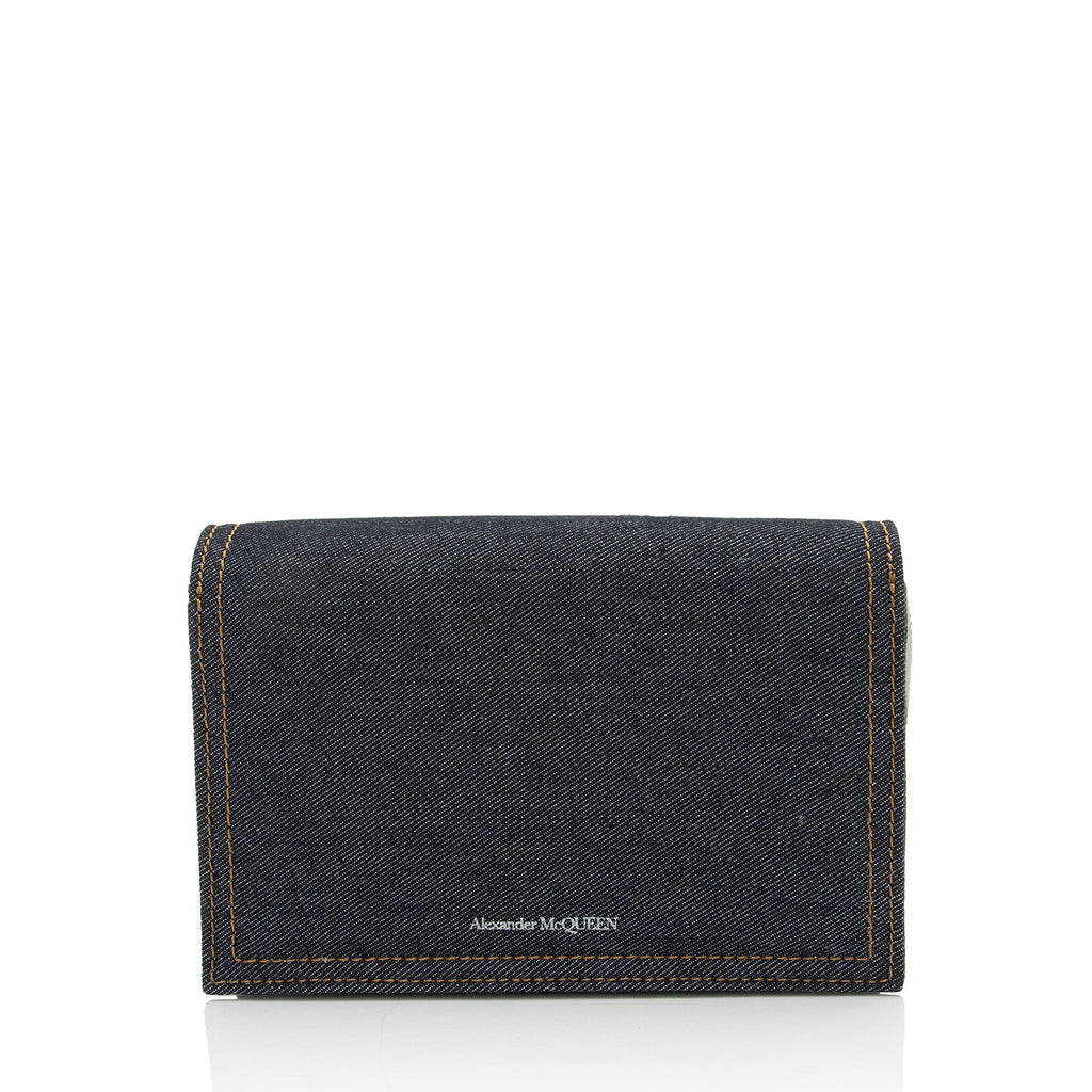 Alexander McQueen Denim Biker Skull Shoulder Bag