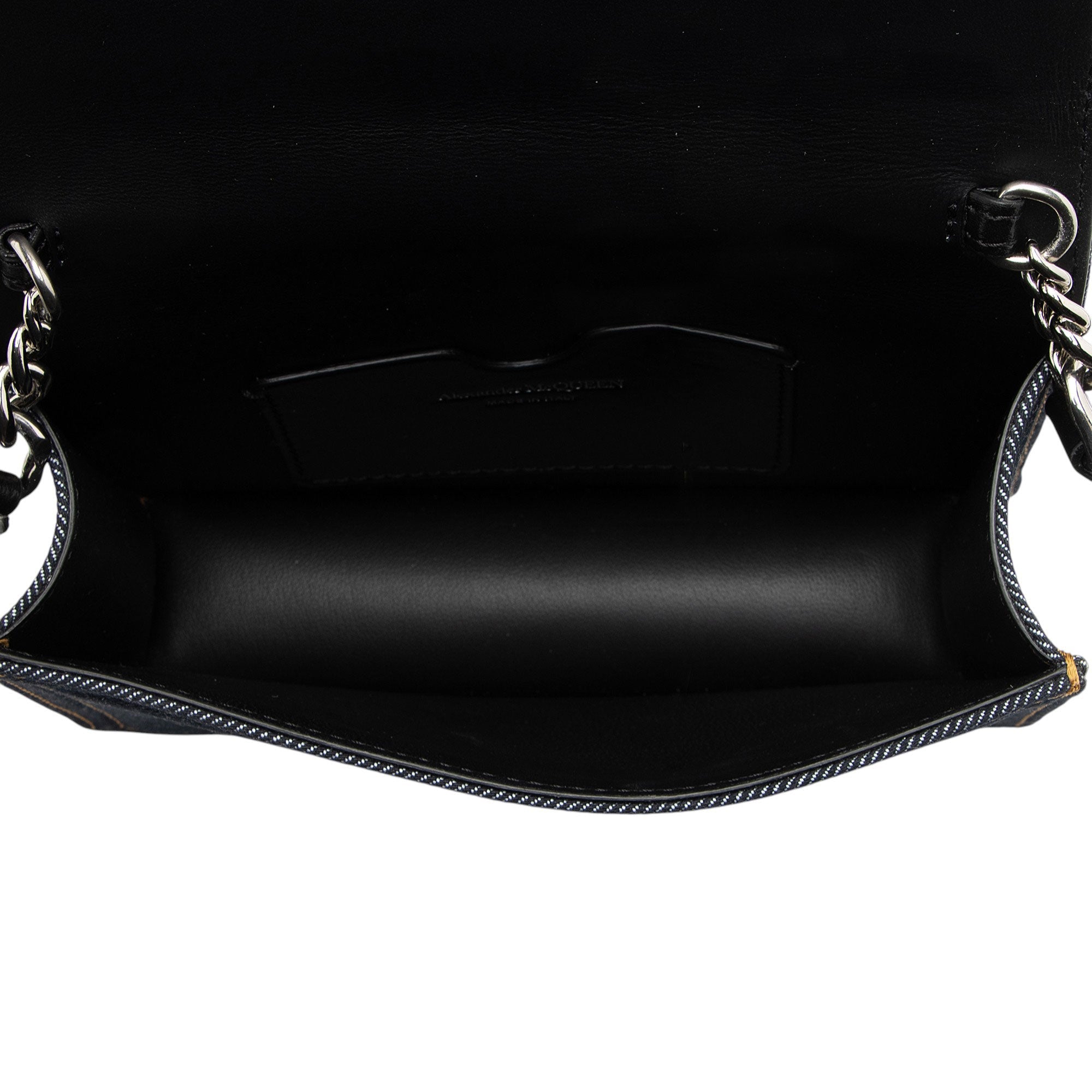 Alexander McQueen Denim Biker Skull Shoulder Bag