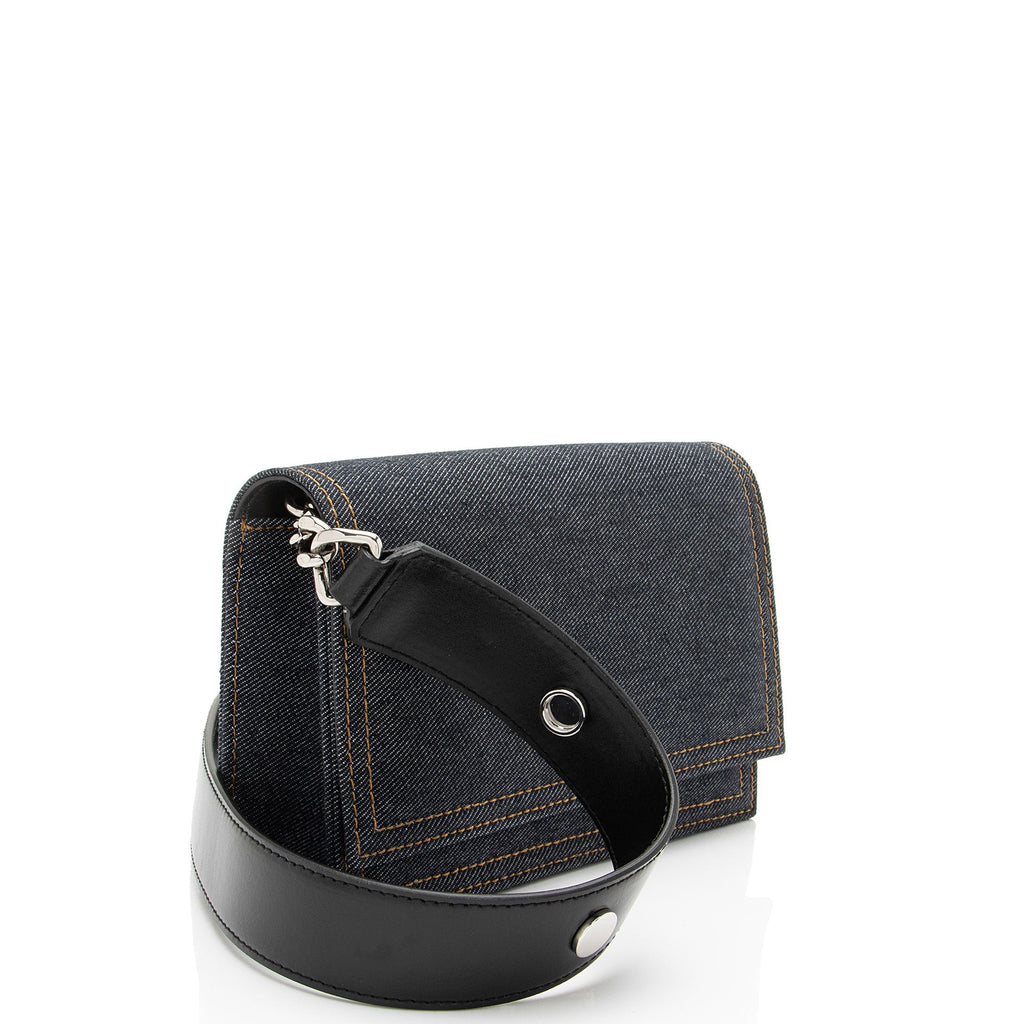 Alexander McQueen Denim Biker Skull Shoulder Bag