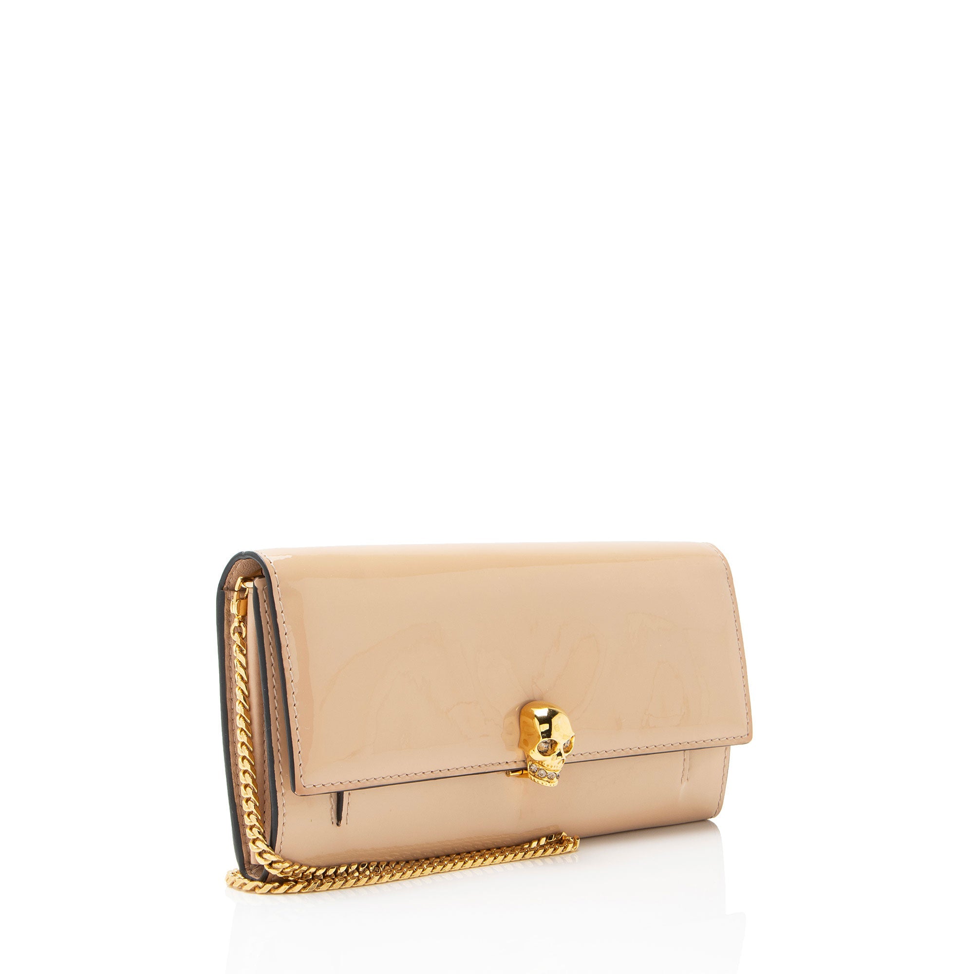 Alexander McQueen Patent Leather Skull Wallet on Chain