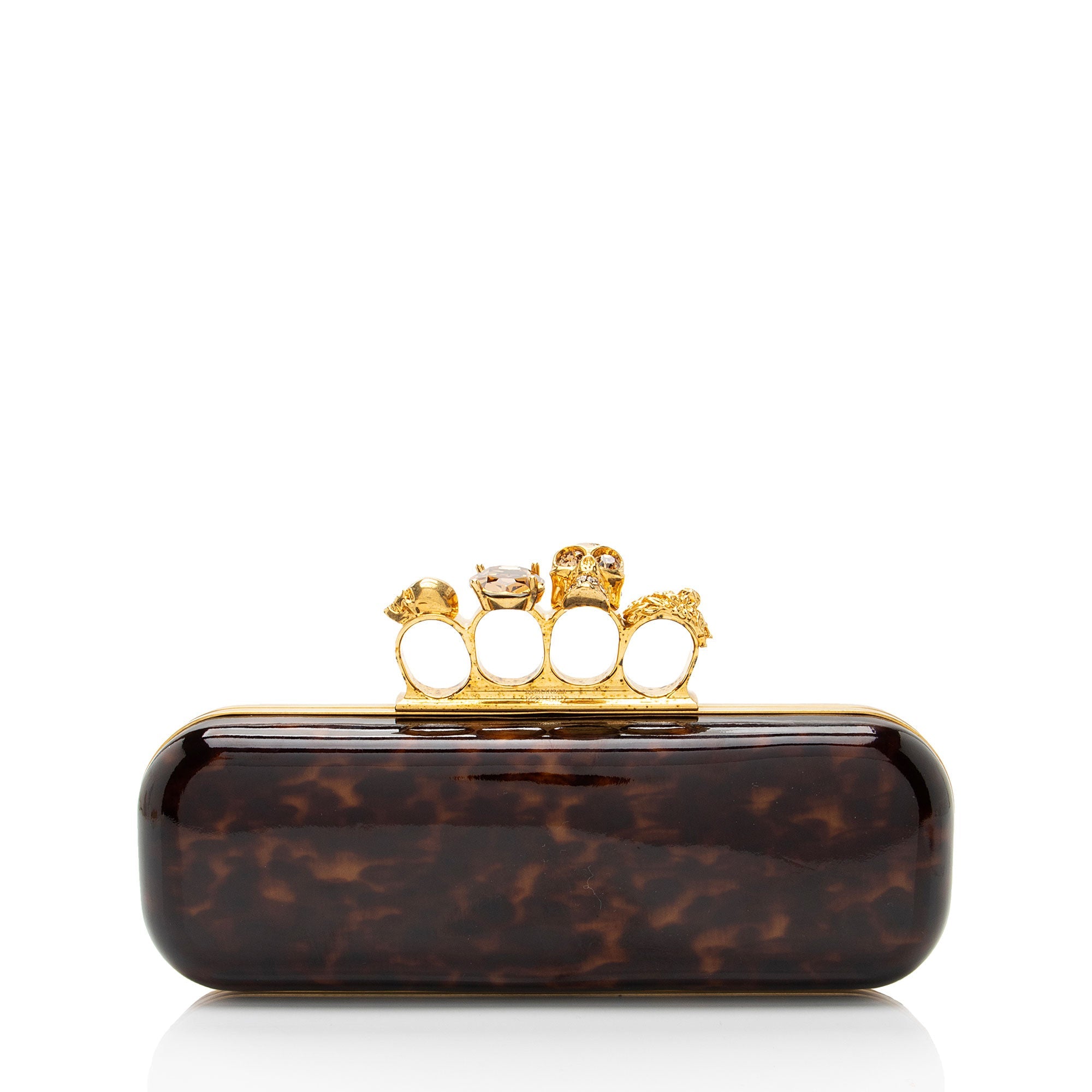 Alexander McQueen Patent Leather Tortoise Knuckle Box Clutch (SHF-rtfp8U)