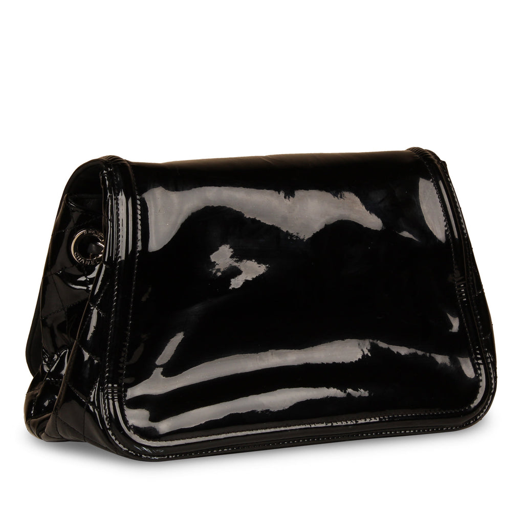 Chanel Vintage Black Vinyl Shoulder Bag