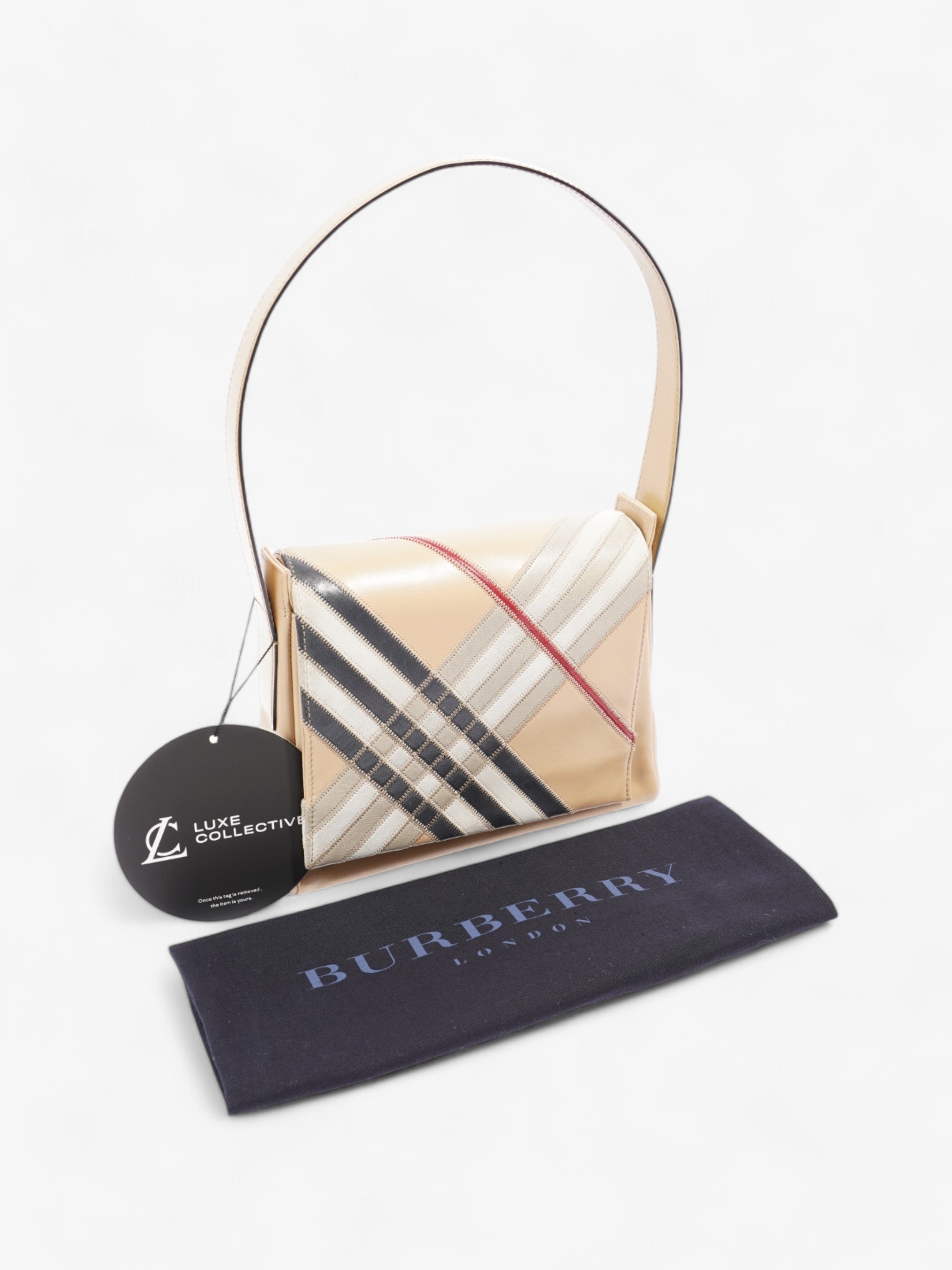 Burberry Shoulder Bag Beige / Red / Black Leather