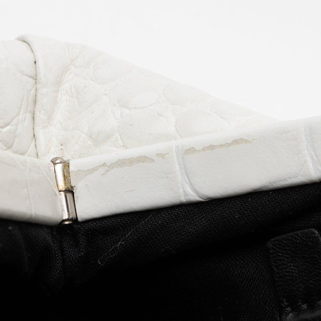 Balenciaga Croc Embossed Calfskin Logo Cloud XS Framed Clutch