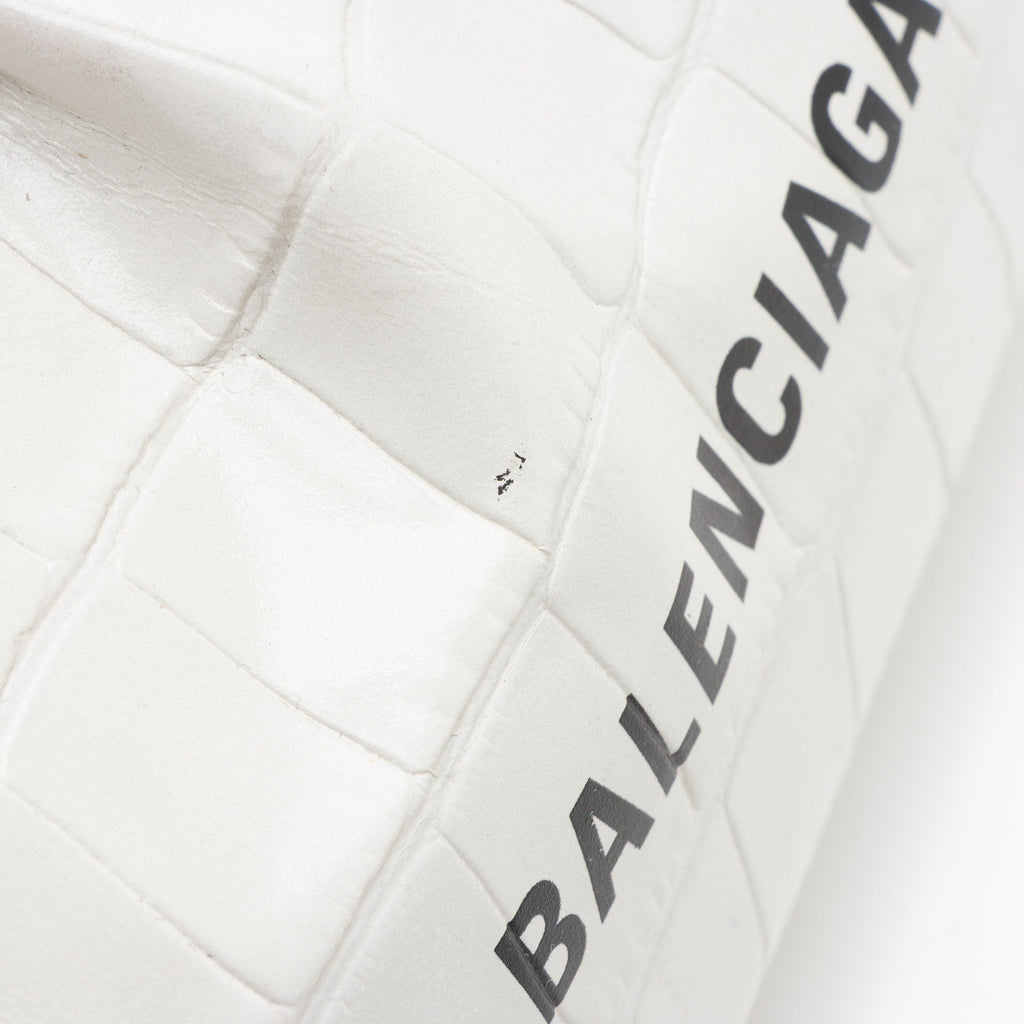 Balenciaga Croc Embossed Calfskin Logo Cloud XS Framed Clutch