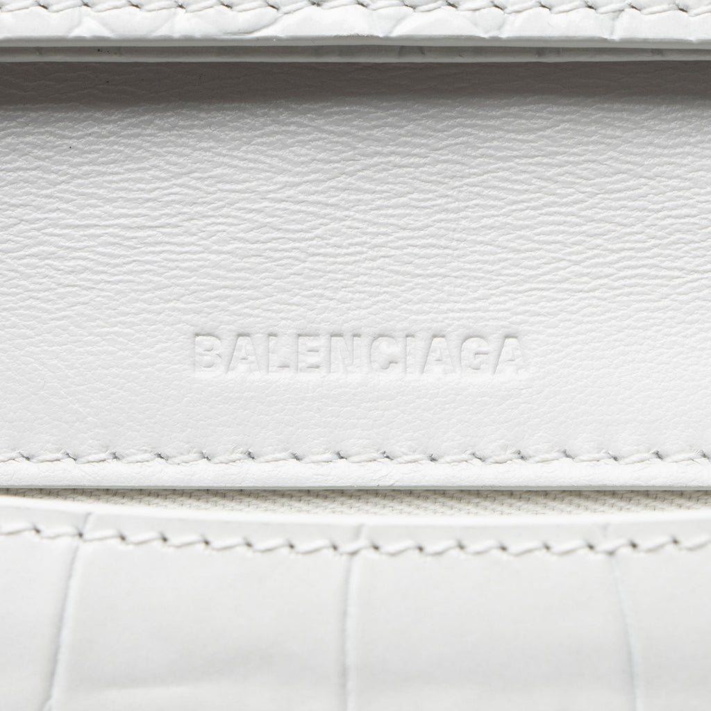 Balenciaga Croc Embossed Calfskin Lock Medium Shoulder Bag