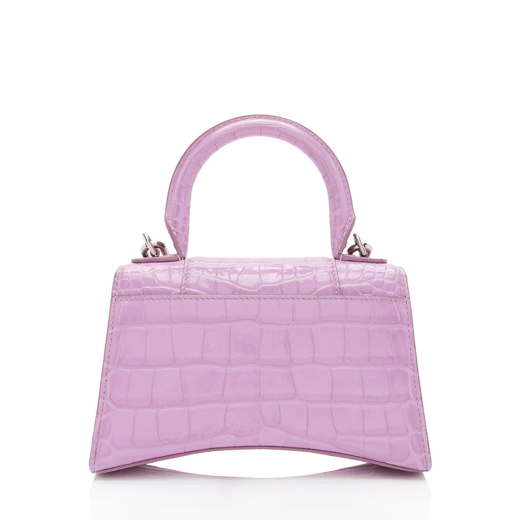 Balenciaga Shiny Croc Embossed Calfskin Hourglass XS Top Handle