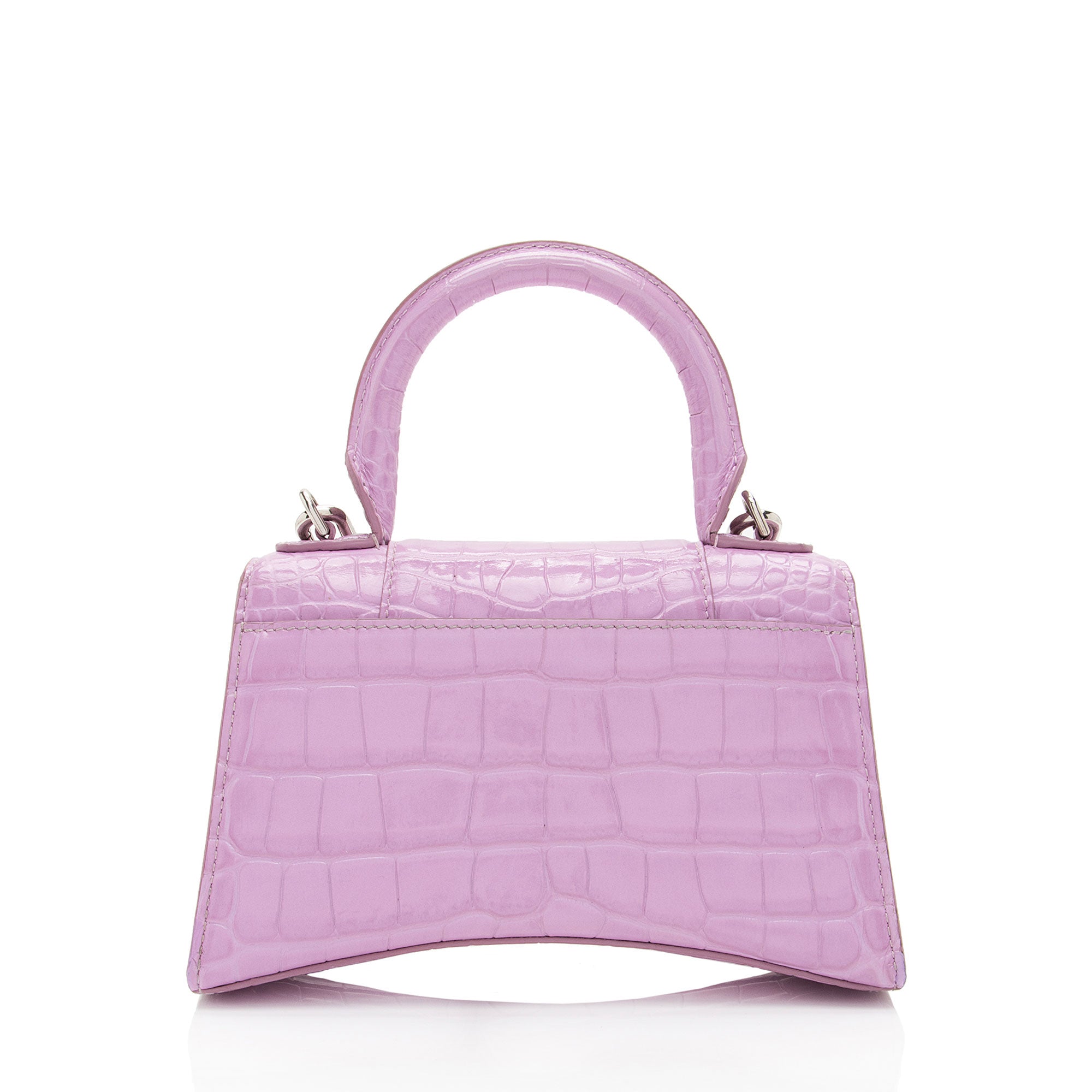 Balenciaga Shiny Croc Embossed Calfskin Hourglass XS Top Handle