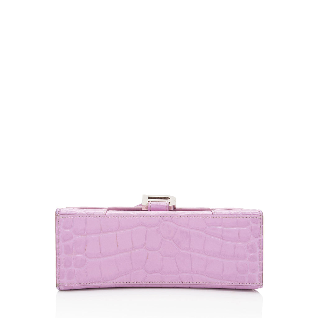 Balenciaga Shiny Croc Embossed Calfskin Hourglass XS Top Handle
