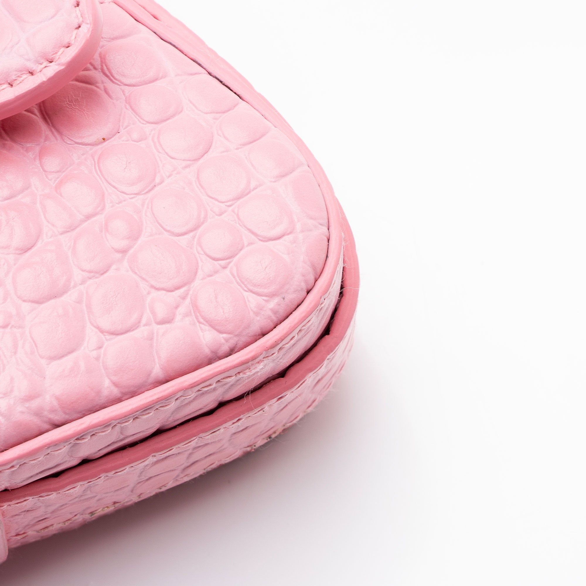 Balenciaga Croc Embossed Leather Lindsay Shoulder Bag