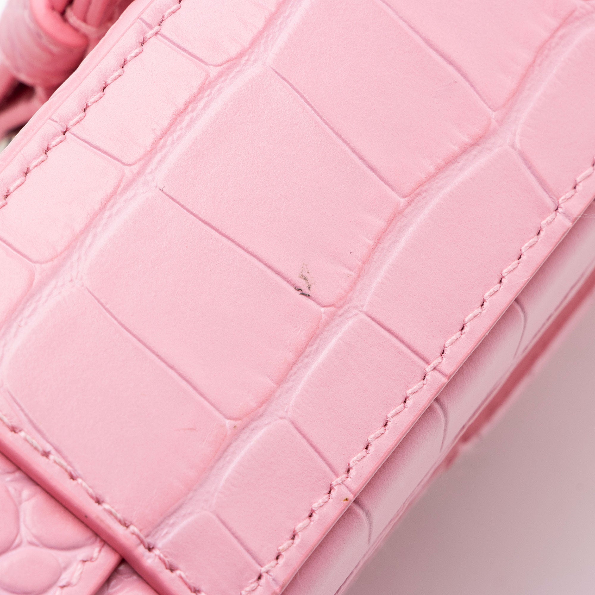 Balenciaga Croc Embossed Leather Lindsay Shoulder Bag
