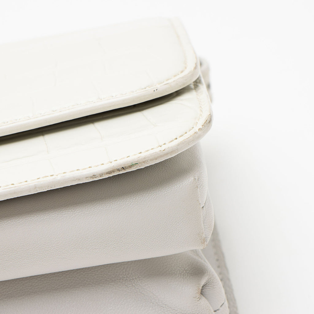Balenciaga Croc Embossed Leather Small B Bag