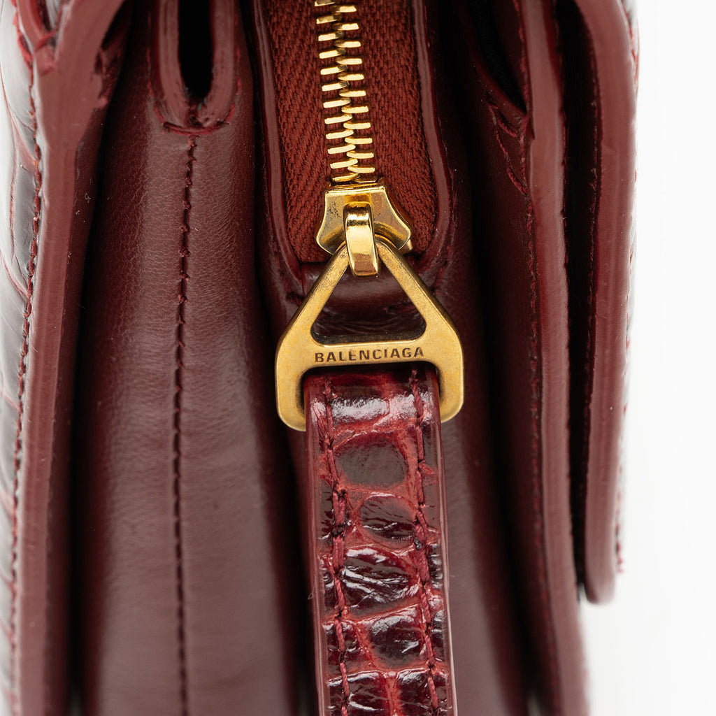 Balenciaga Croc Embossed Leather Small B Bag