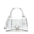 Balenciaga Metallic Croc Embossed Calfskin Hourglass XS Top Handle