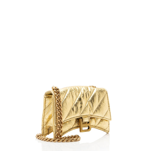 Balenciaga Metallic Quilted Calfskin Crush Mini Shoulder Bag