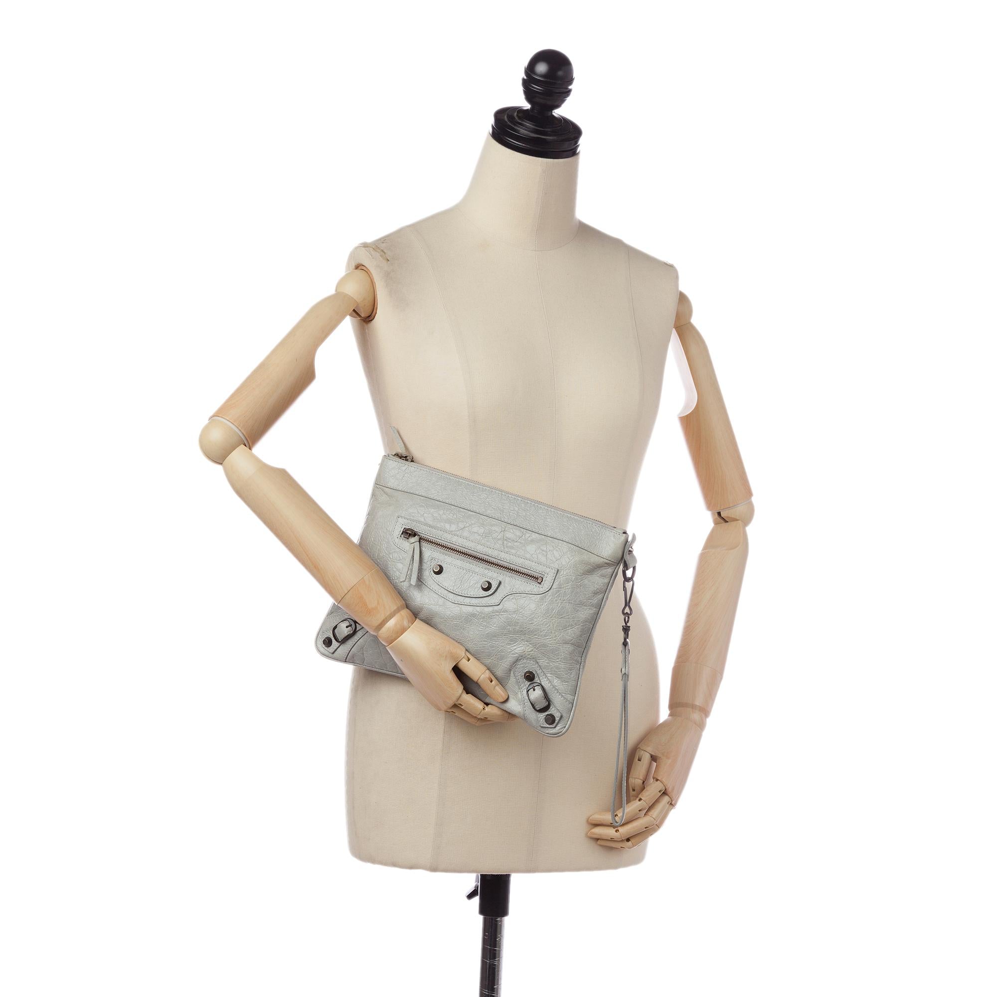Balenciaga Motocross Lambskin Leather Clutch Bag (SHG-37473)