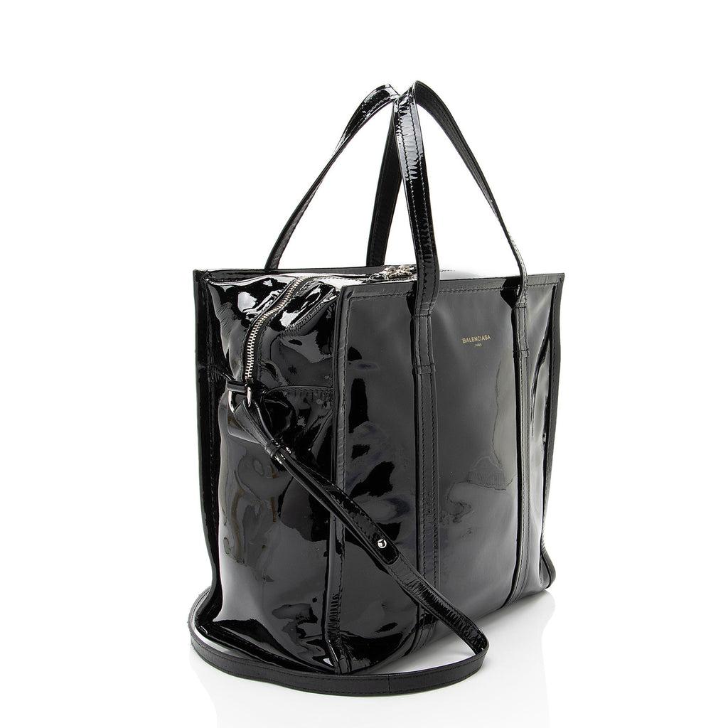Balenciaga Patent Leather Bazar Small Shopper Tote
