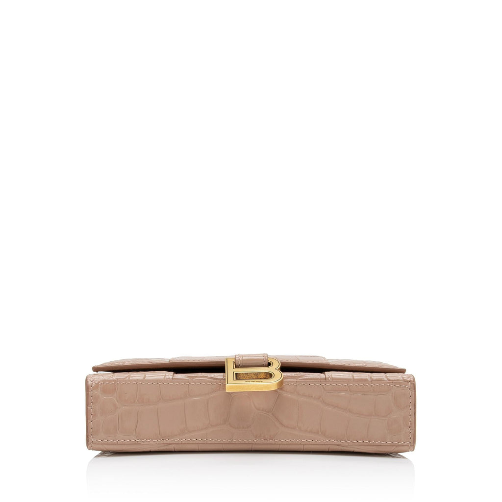 Balenciaga Shiny Croc Embossed Calfskin Hourglass Chain Bag (SHF-ZdcMW4)