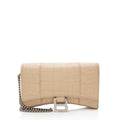 Balenciaga Shiny Croc Embossed Calfskin Hourglass Wallet on Chain