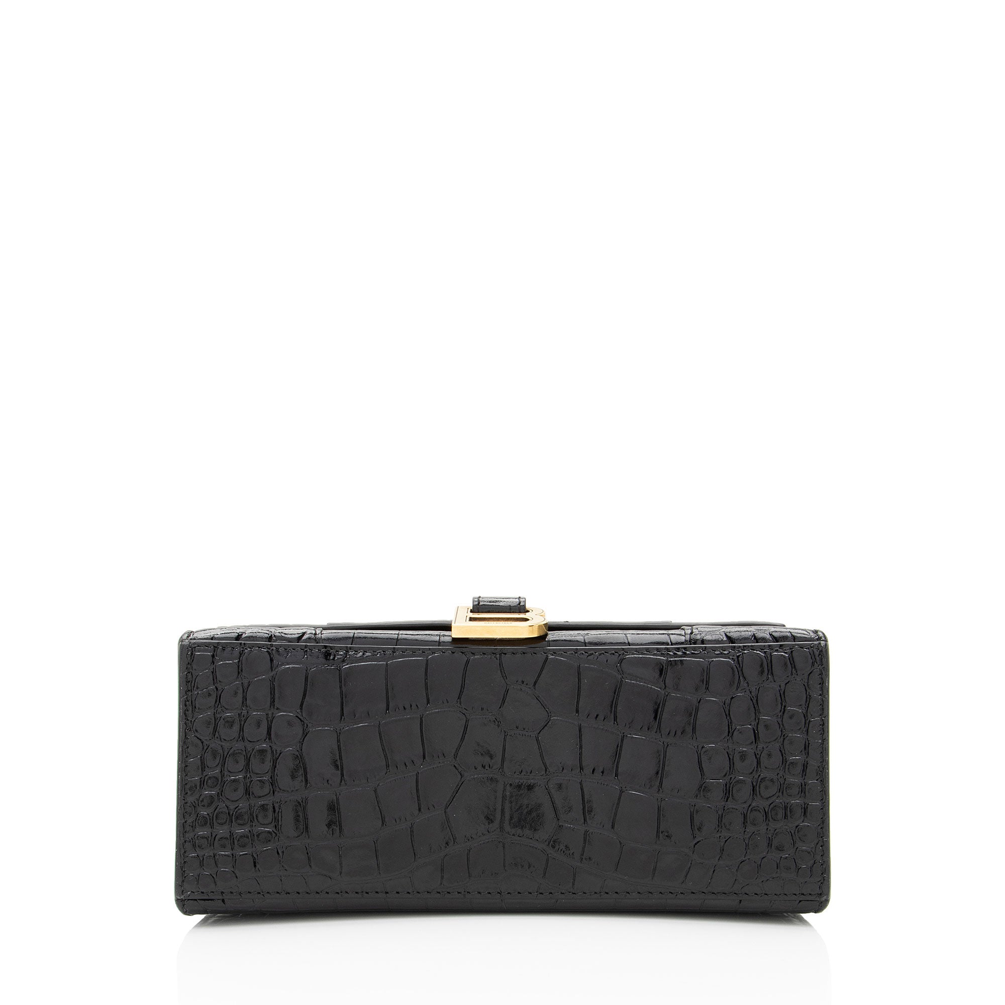 Balenciaga Shiny Croc Embossed Calfskin Hourglass Small Top Handle