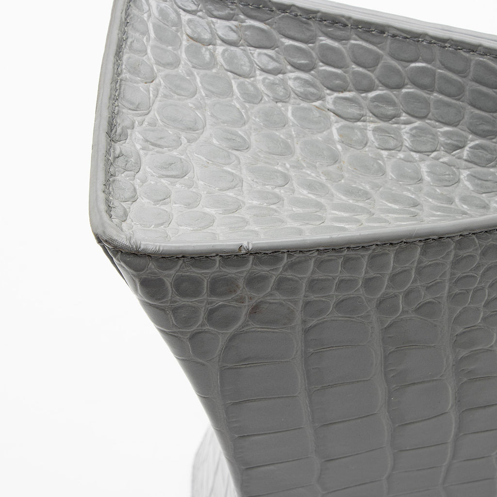 Balenciaga Shiny Croc Embossed Calfskin Hourglass Small Top Handle