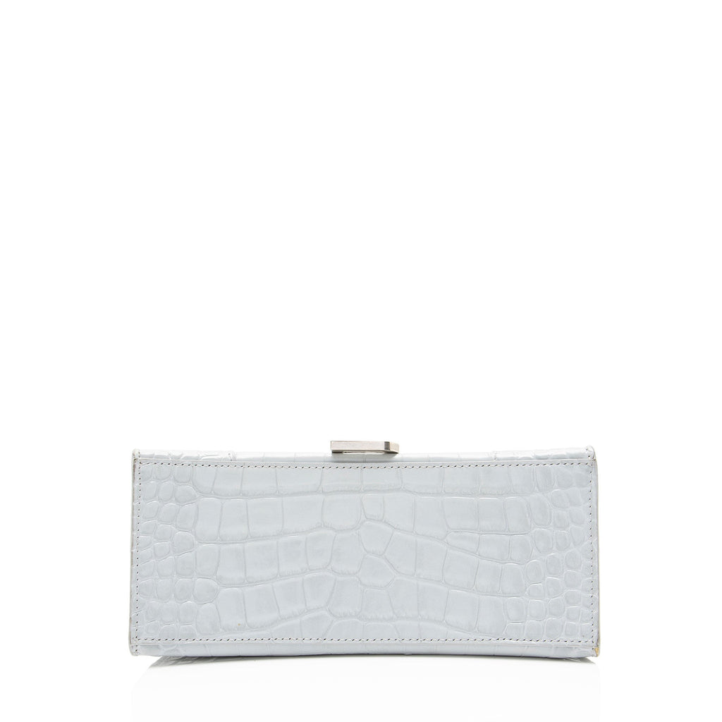 Balenciaga Shiny Croc Embossed Calfskin Hourglass Small Top Handle