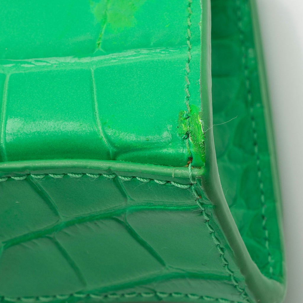 Balenciaga Shiny Croc Embossed Calfskin Hourglass Super Nano Top Handle