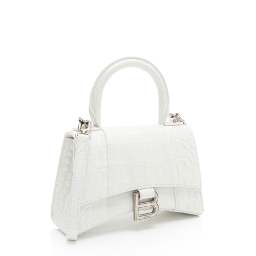 Balenciaga Shiny Croc Embossed Calfskin Hourglass XS Top Handle (SHF-phP4Bs)