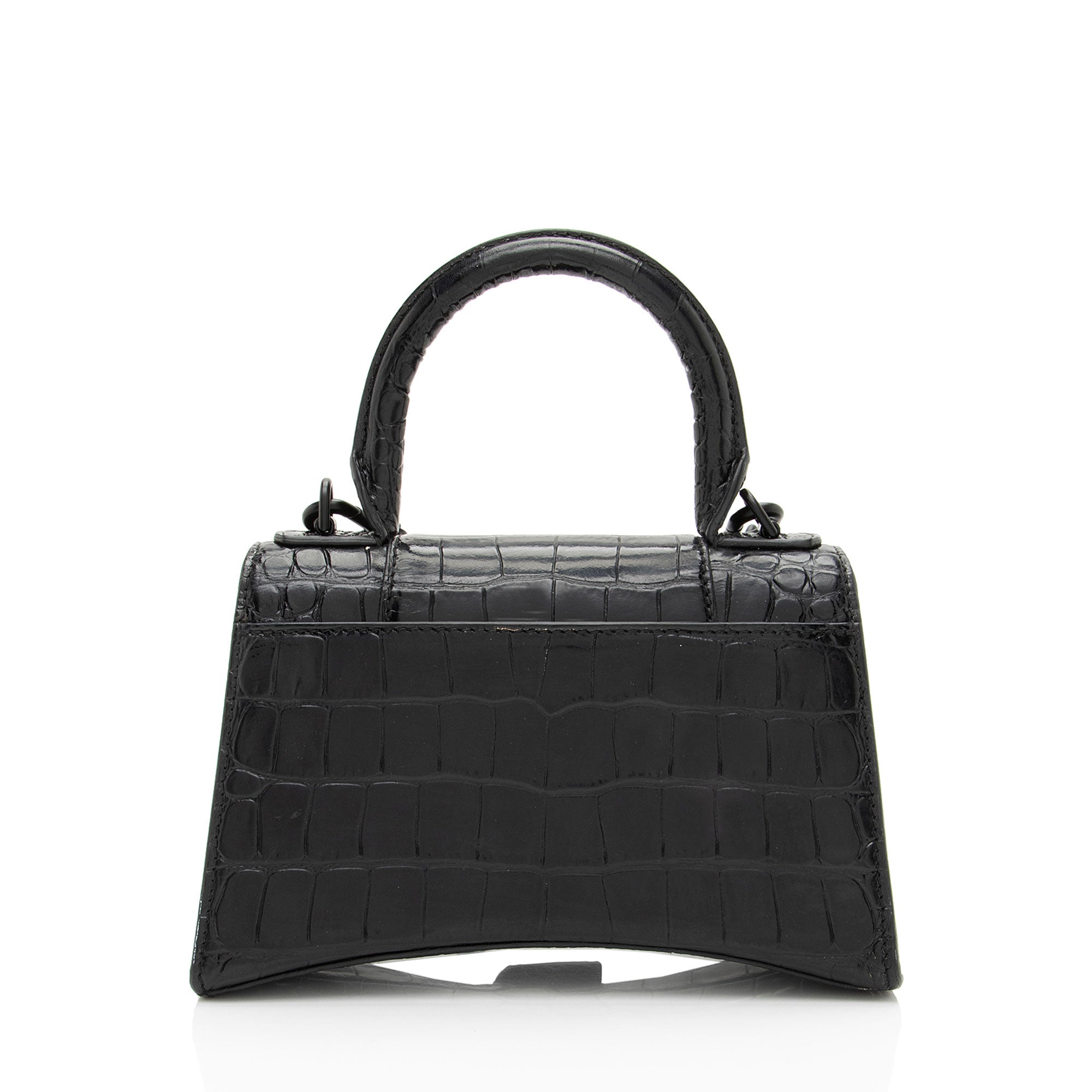 Balenciaga Shiny Croc Embossed Calfskin Hourglass XS Top Handle