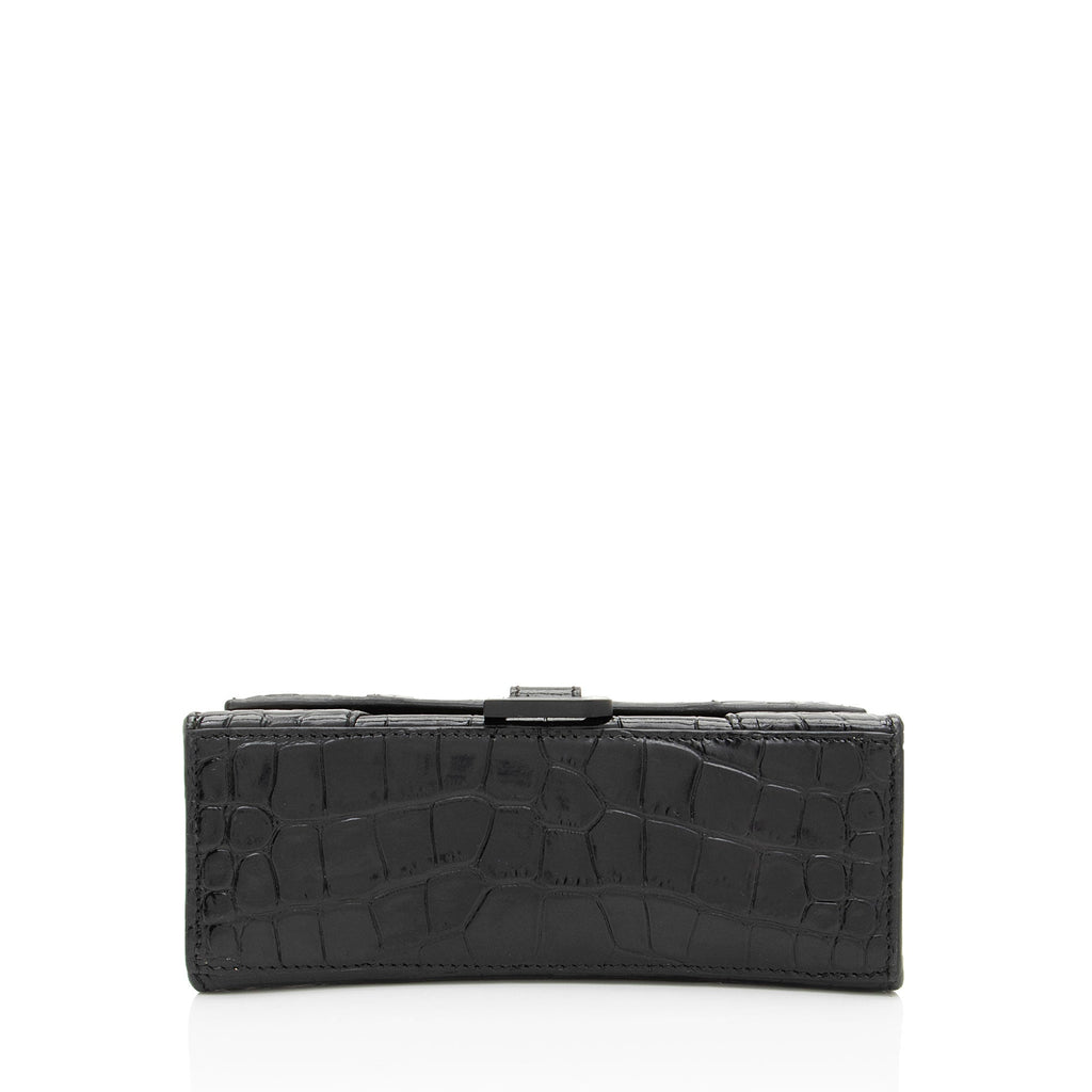 Balenciaga Shiny Croc Embossed Calfskin Hourglass XS Top Handle