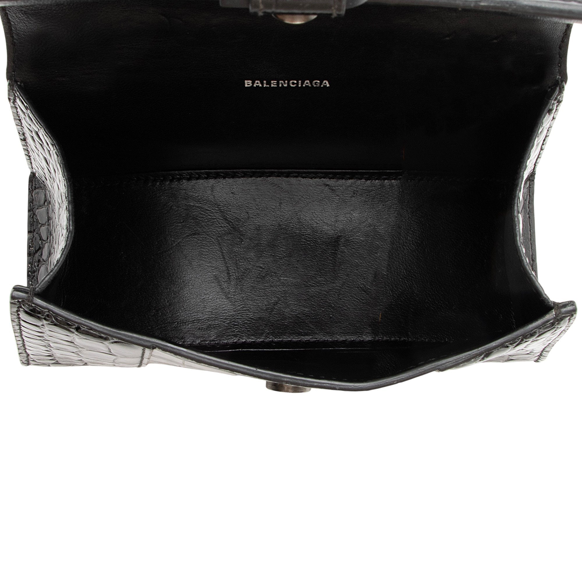 Balenciaga Shiny Croc Embossed Calfskin Hourglass XS Top Handle