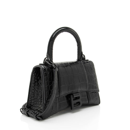 Balenciaga Shiny Croc Embossed Calfskin Hourglass XS Top Handle