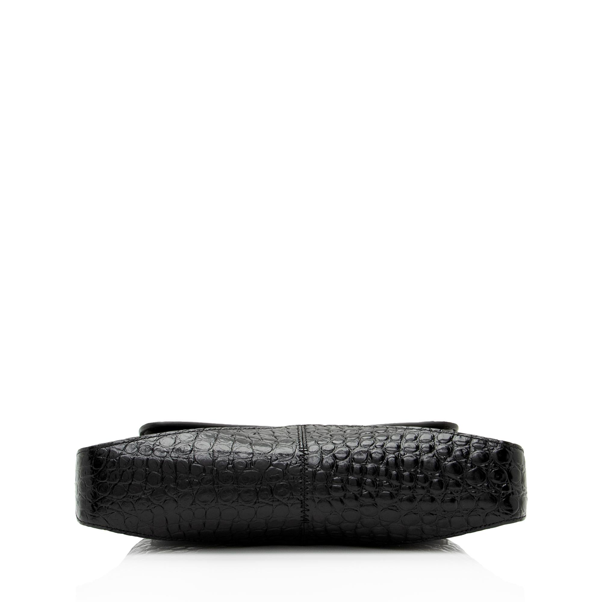 Balenciaga Shiny Croc Embossed Calfskin XX Small Flap Bag (SHF-HmNLTl)