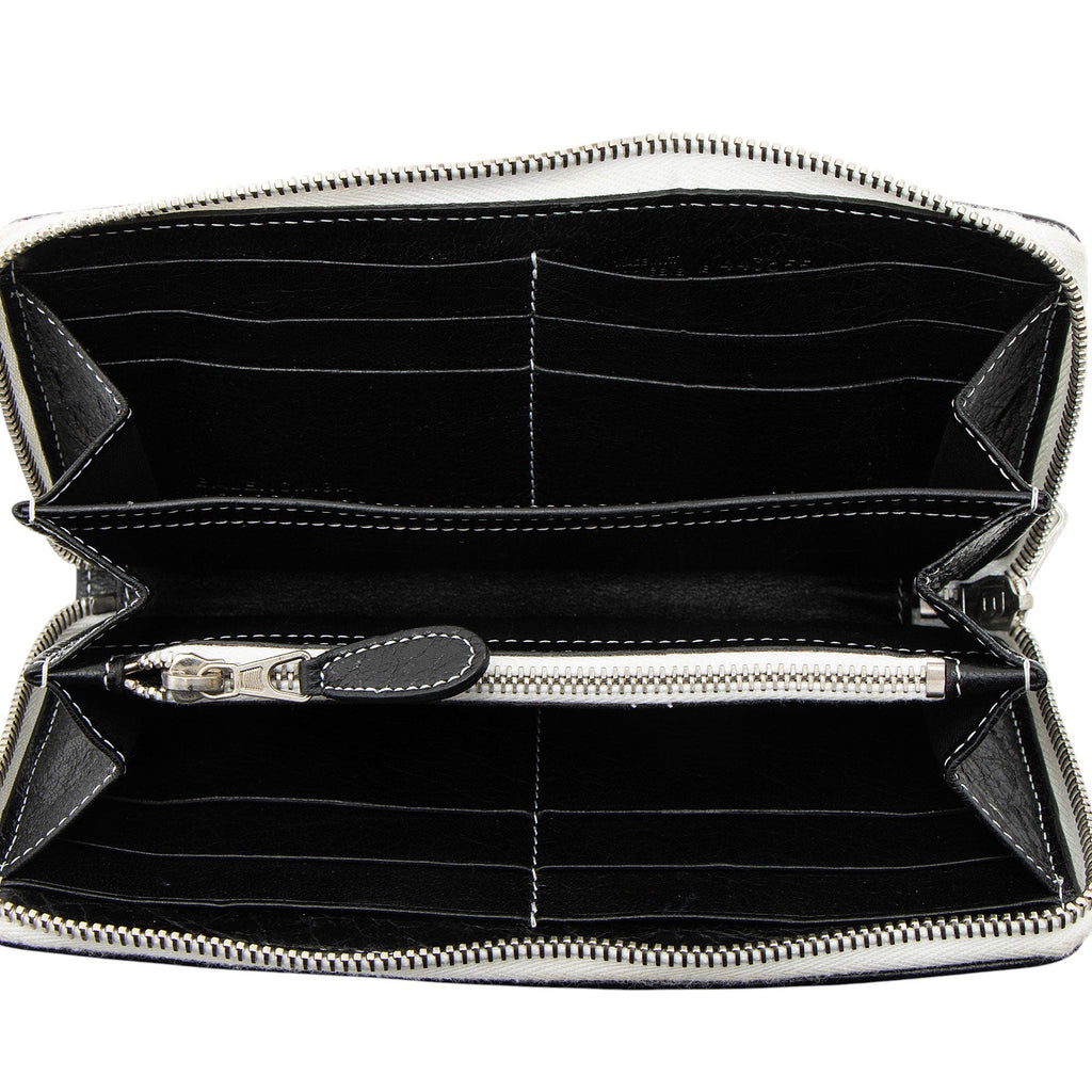 Balenciaga Striped Veau Arena Bazar Zip Around Wallet