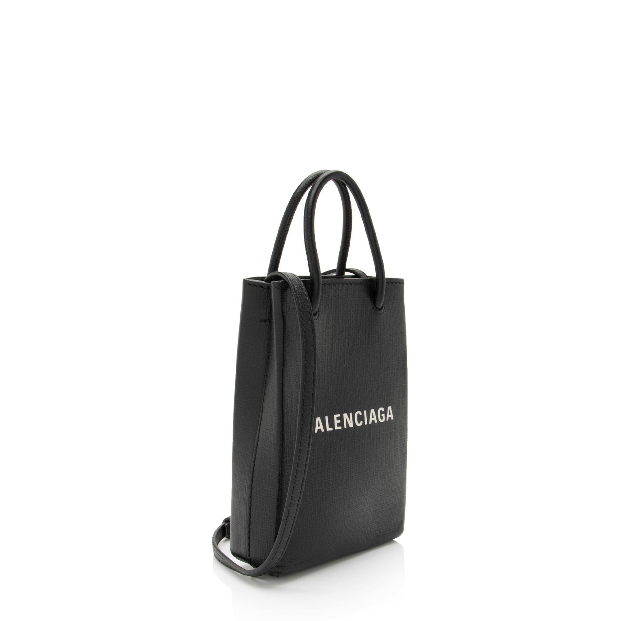 Balenciaga Textured Calfskin Phone Holder Crossbody