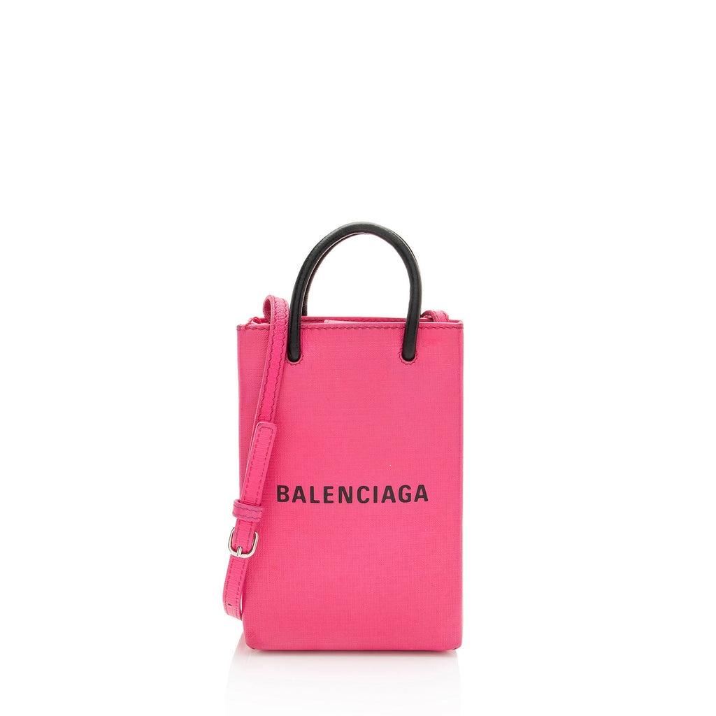 Balenciaga Textured Calfskin Phone Holder Crossbody