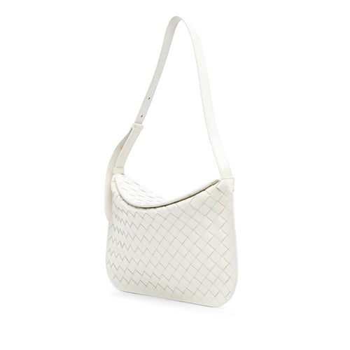 Bottega Veneta Brushed Calfskin Intrecciato Cradle Fold Over Shoulder Bag