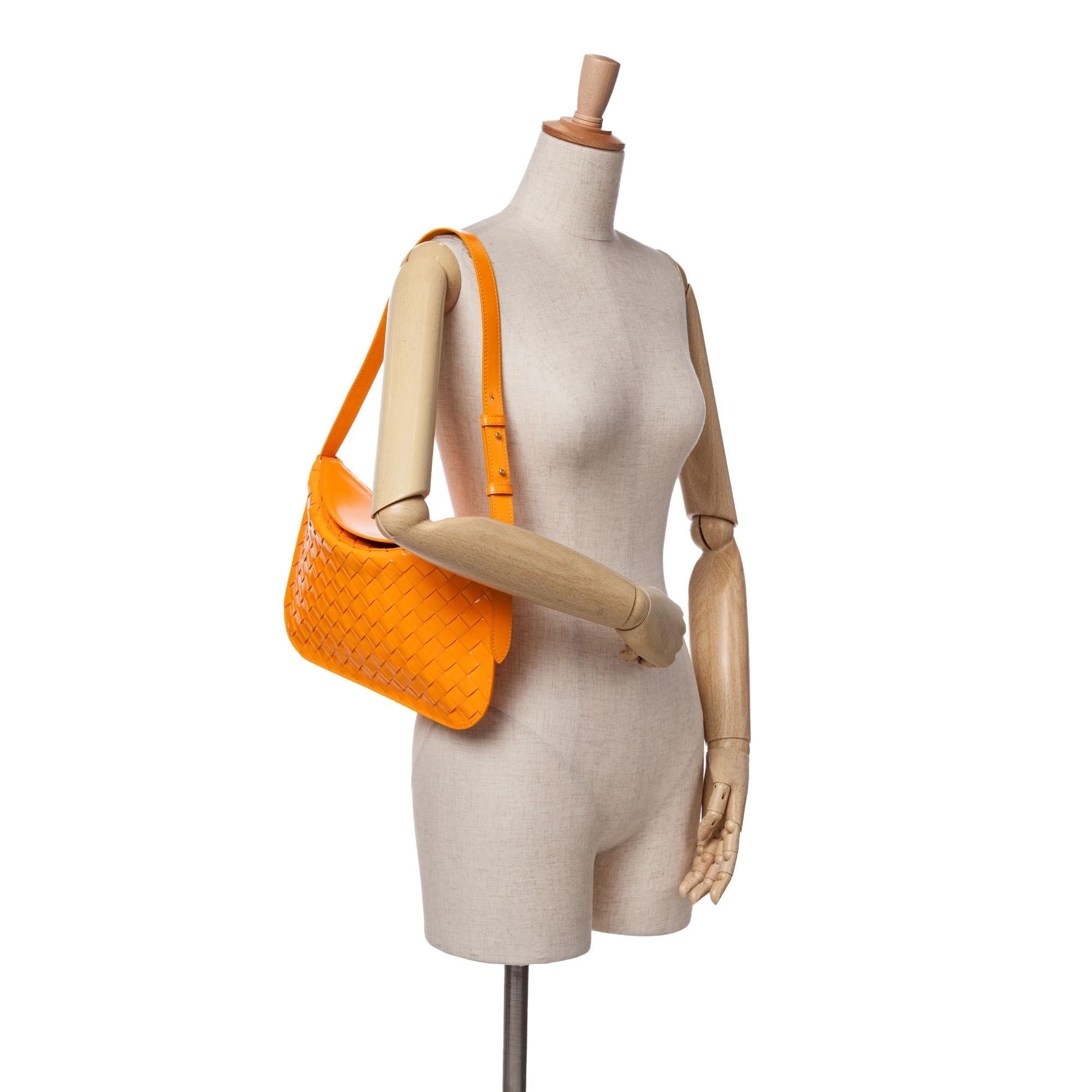 Bottega Veneta Brushed Calfskin Intrecciato Cradle Fold Over Shoulder Bag