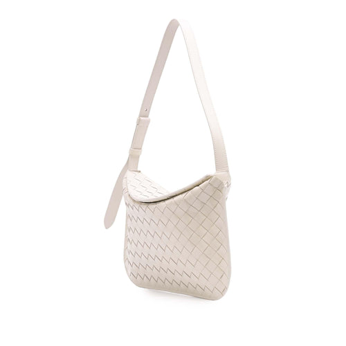 Bottega Veneta Brushed Calfskin Intrecciato Cradle Fold Over Shoulder Bag